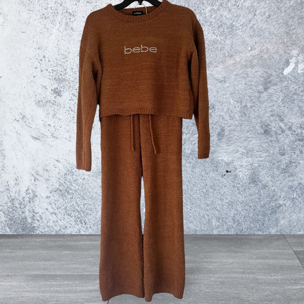 Y2K Bebe Rhinestone Letter Logo Teddy Bear Two Piece Suit Women Size Small‎